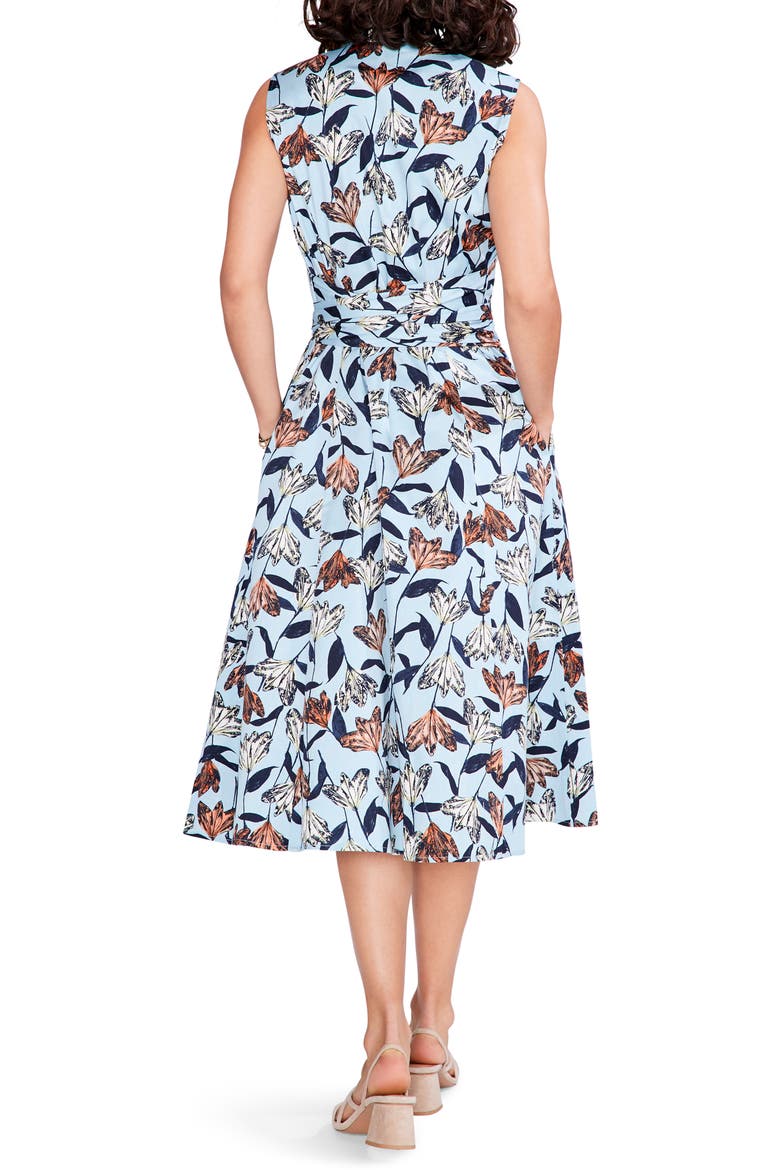 Sky Blooms Sleeveless Lined Blend Shirtdress, Alternate, color, AQUA MULTI