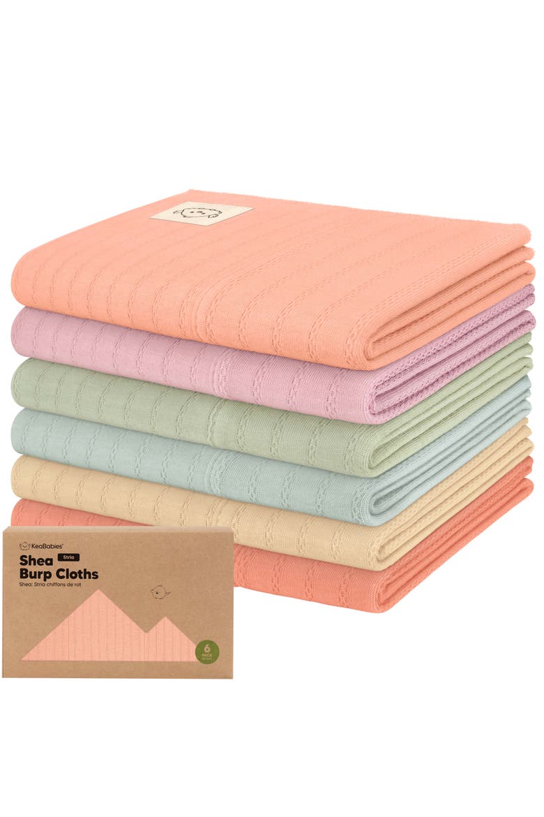 6-Pack Shea (Stria) Burp Cloths, Main, color, Muted Pastel