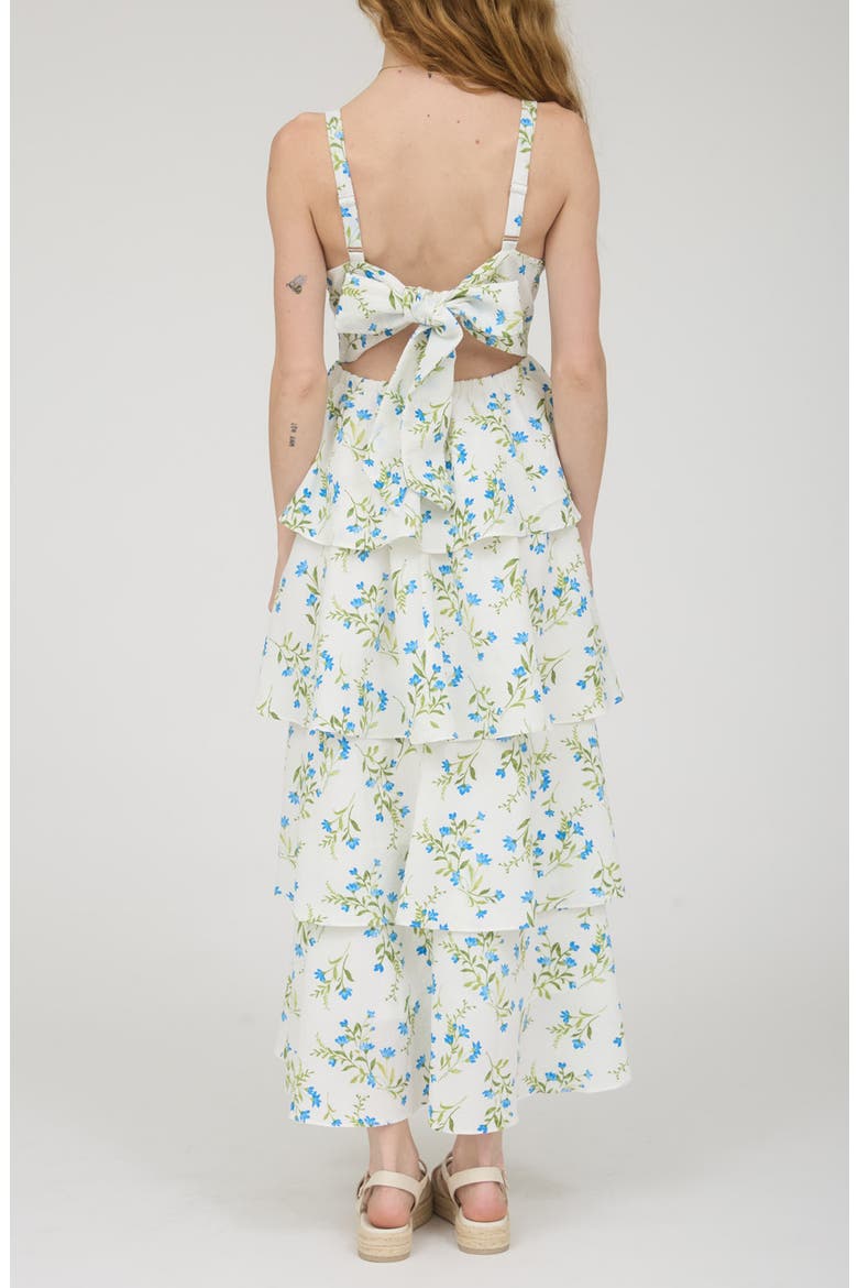 Back Bow Sleeveless Tiered Maxi Dress, Alternate, color, BLUE MULTI