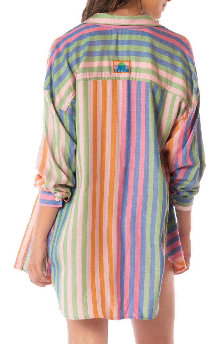 Maaji Dreambound Oversize Stripe Cover-Up Shirt, Alternate, color, Blue