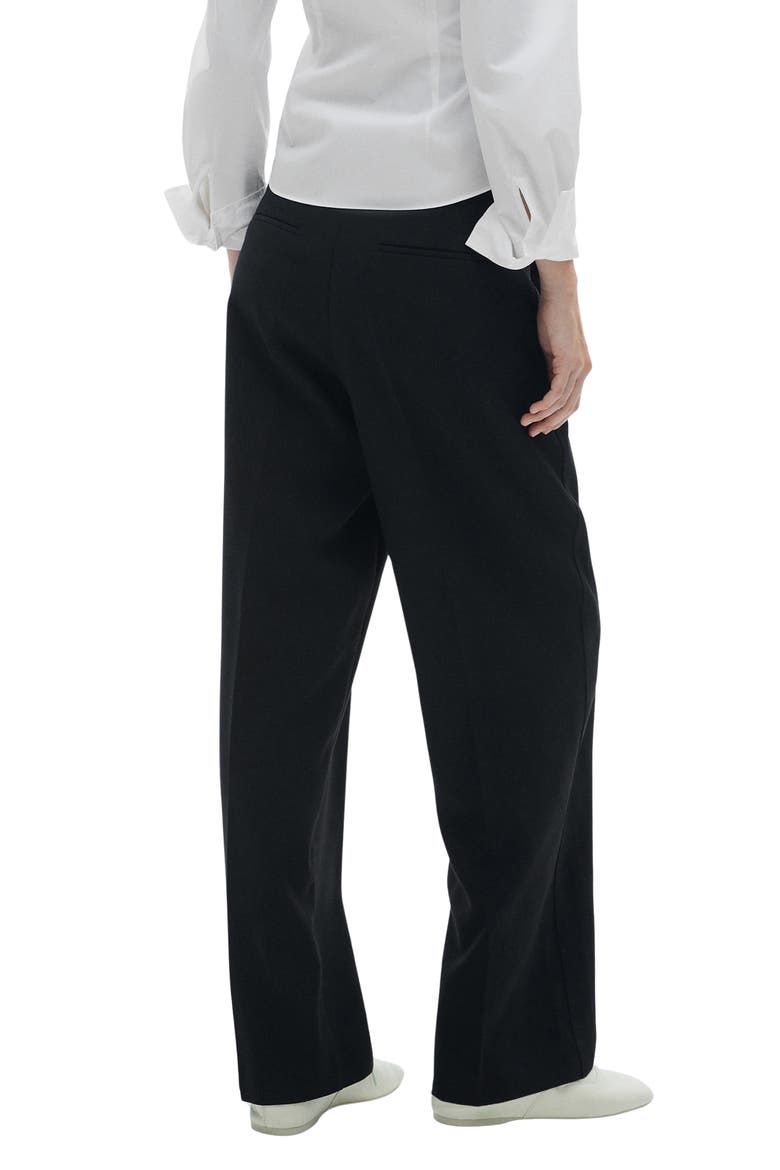 Pleat Front Stretch Straight Leg Pants, Alternate, color, BLACK