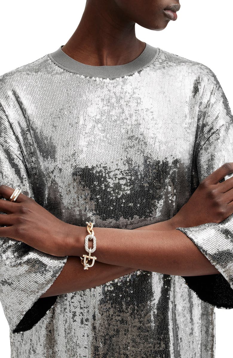 AllSaints Opal Sequin T-Shirt Minidress, Alternate, color, 