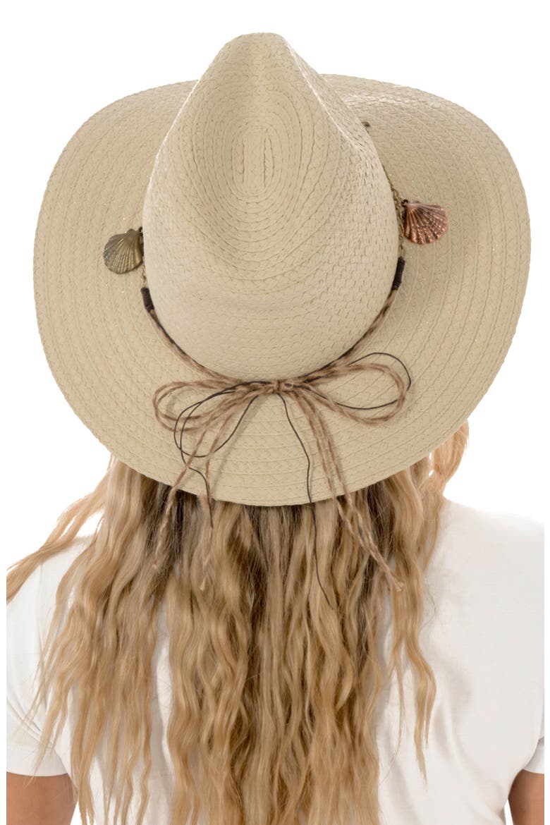 Sea Shell Charm Straw Cowboy Hat, Alternate, color, NATURAL