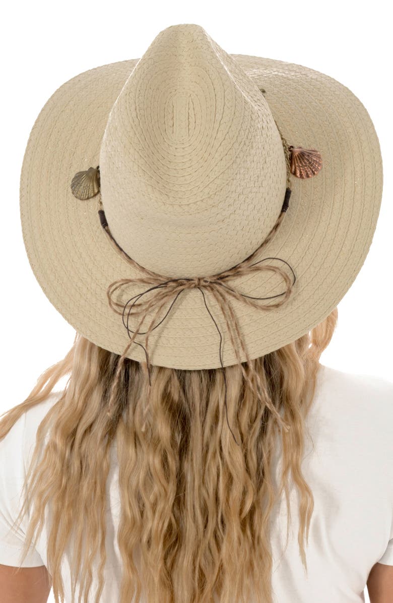 MARCUS ADLER Sea Shell Charm Straw Cowboy Hat, Alternate, color, Natural