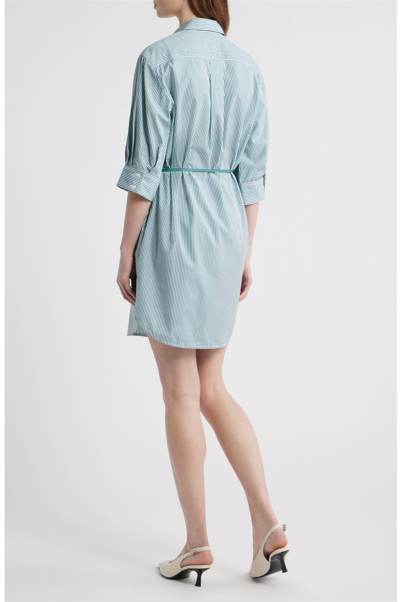 Lucia Stripe Mini Shirtdress, Alternate, color, TEAL STRIPE