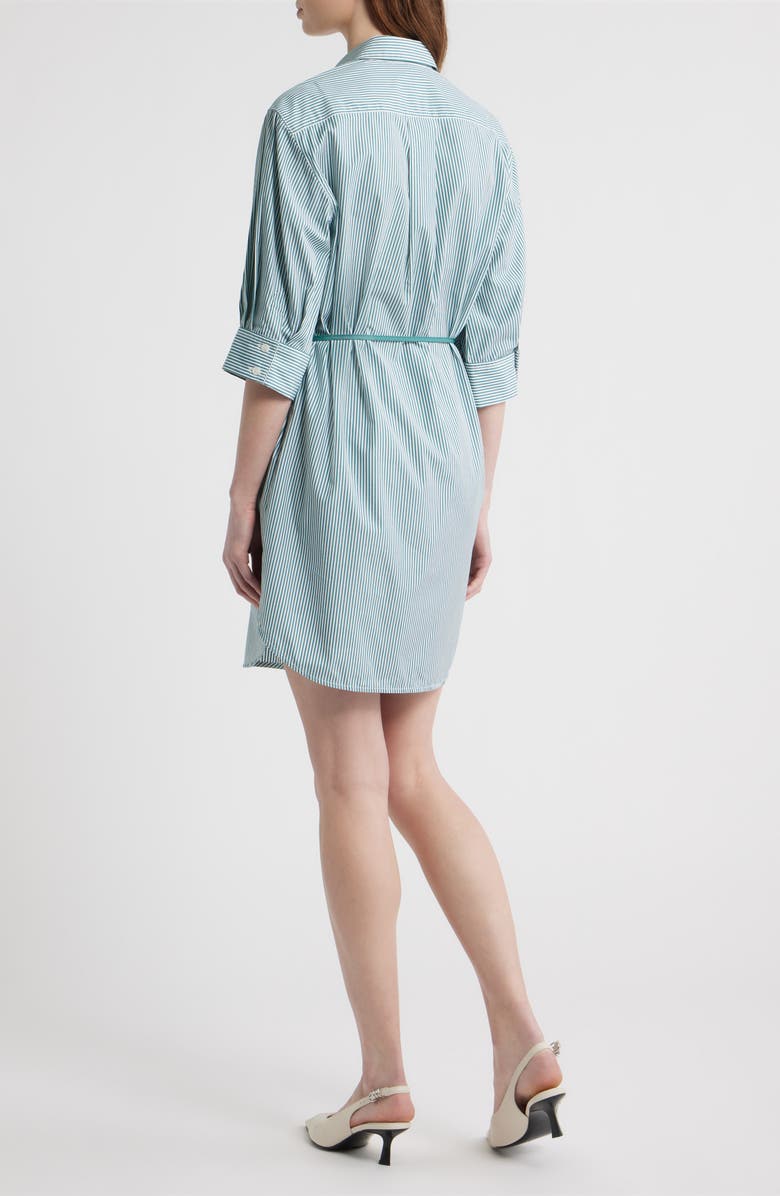 rag & bone Lucia Stripe Mini Shirtdress, Alternate, color, Teal Stripe