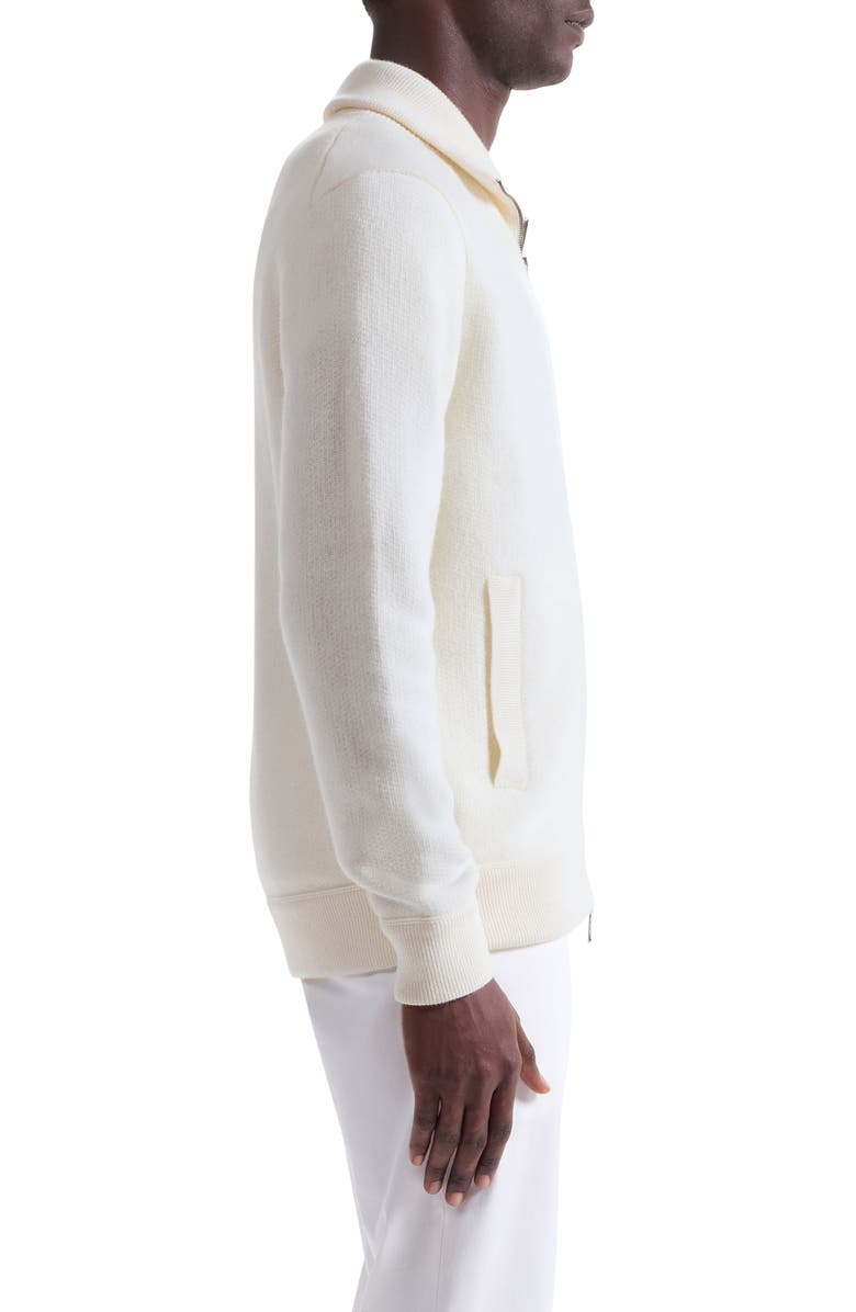 Bugatchi Wool Blend Zip Cardigan, Alternate, color, Chalk