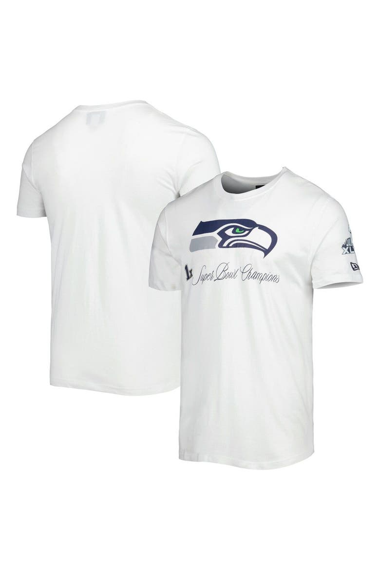 Men's New Era White Seattle Seahawks Historic Champs T-Shirt, Main, color, White