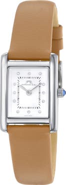 PORSAMO BLEU Karolina Diamond Leather Strap Watch, 21.5mm x 30mm - 0.06 ctw