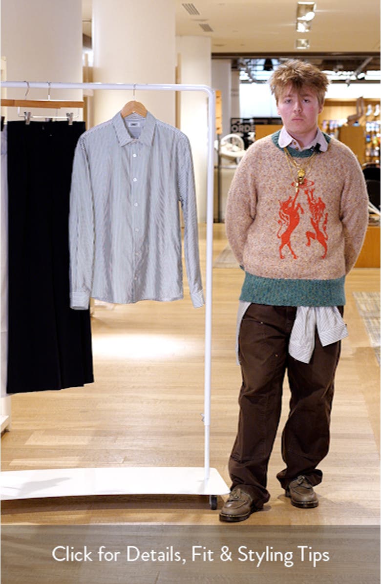 Embroidered Stripe Button-Up Shirt, sales video thumbnail