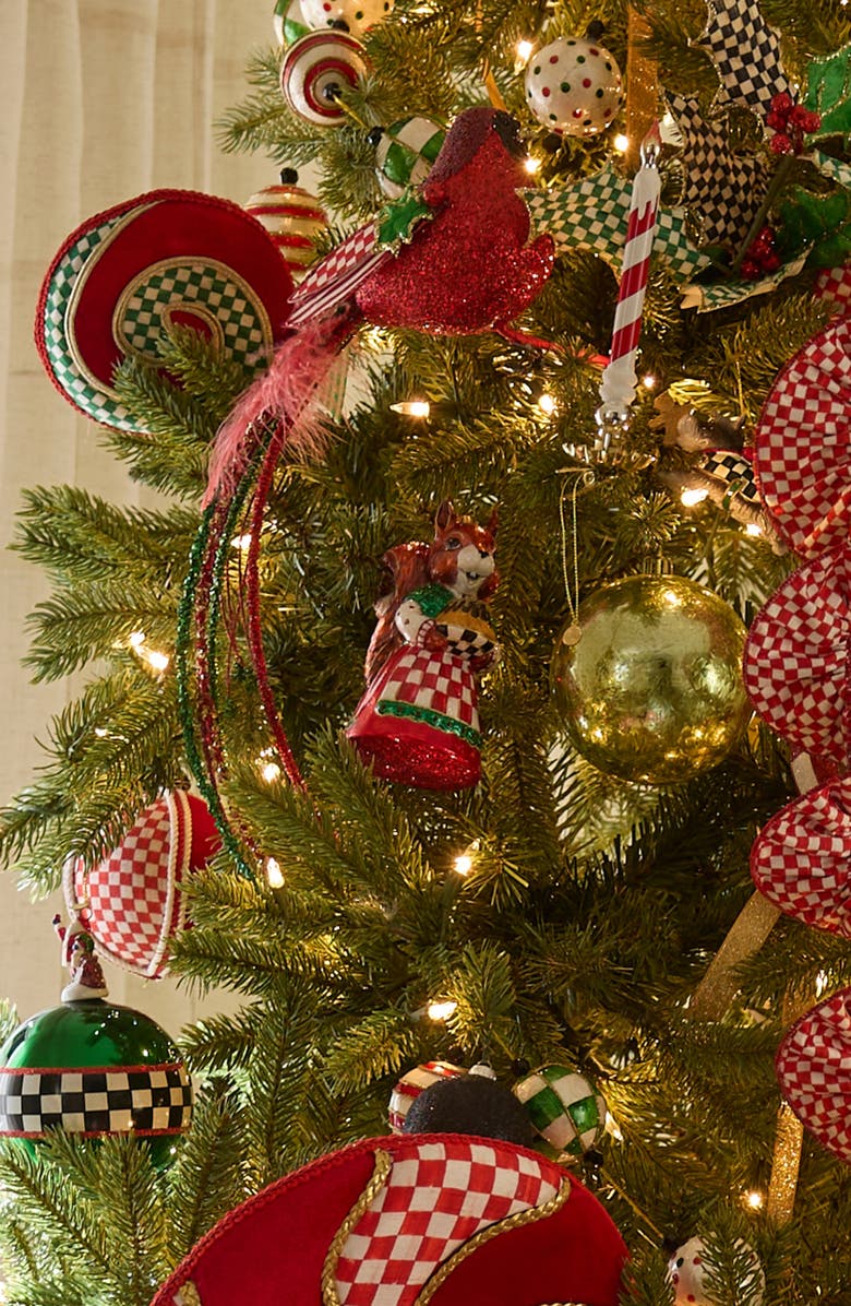 MACKENZIE CHILDS Check it Out Squirrel Glass Ornament, Alternate, color, 