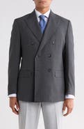 Brooks Brothers Check Double Breasted Wool Blend Suit Jacket