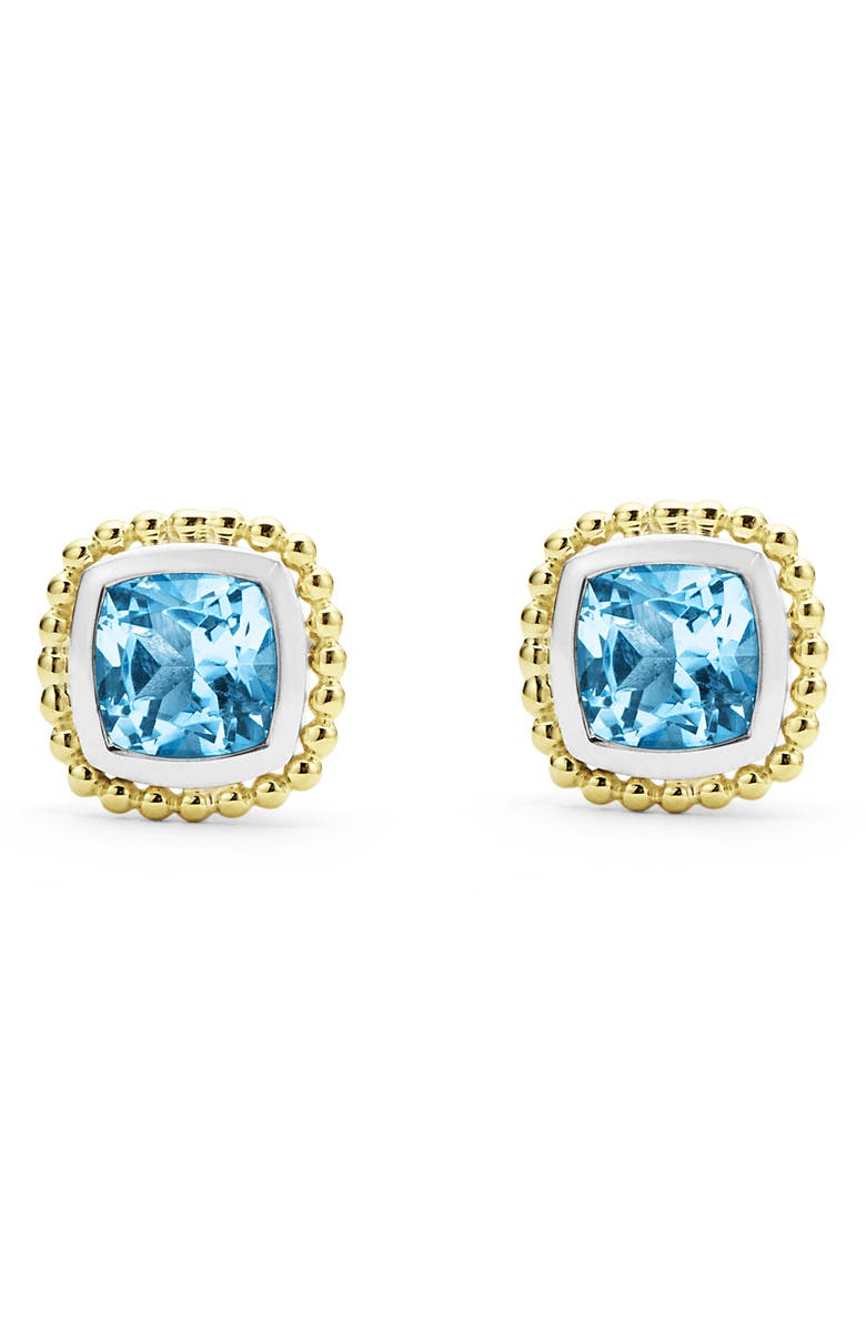 LAGOS Swiss Blue Topaz Caviar Stud Earrings, Main, color, 
