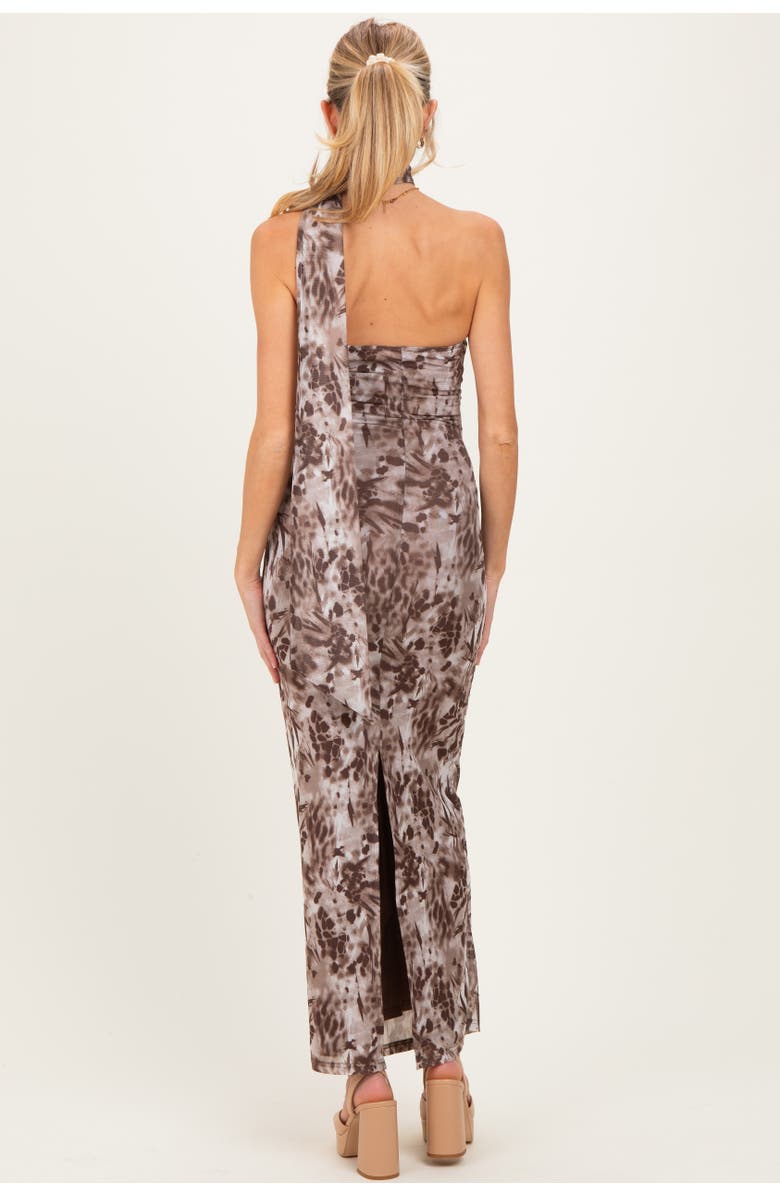 PinkBlush Printed Halter Maxi Dress, Alternate, color, Mocha
