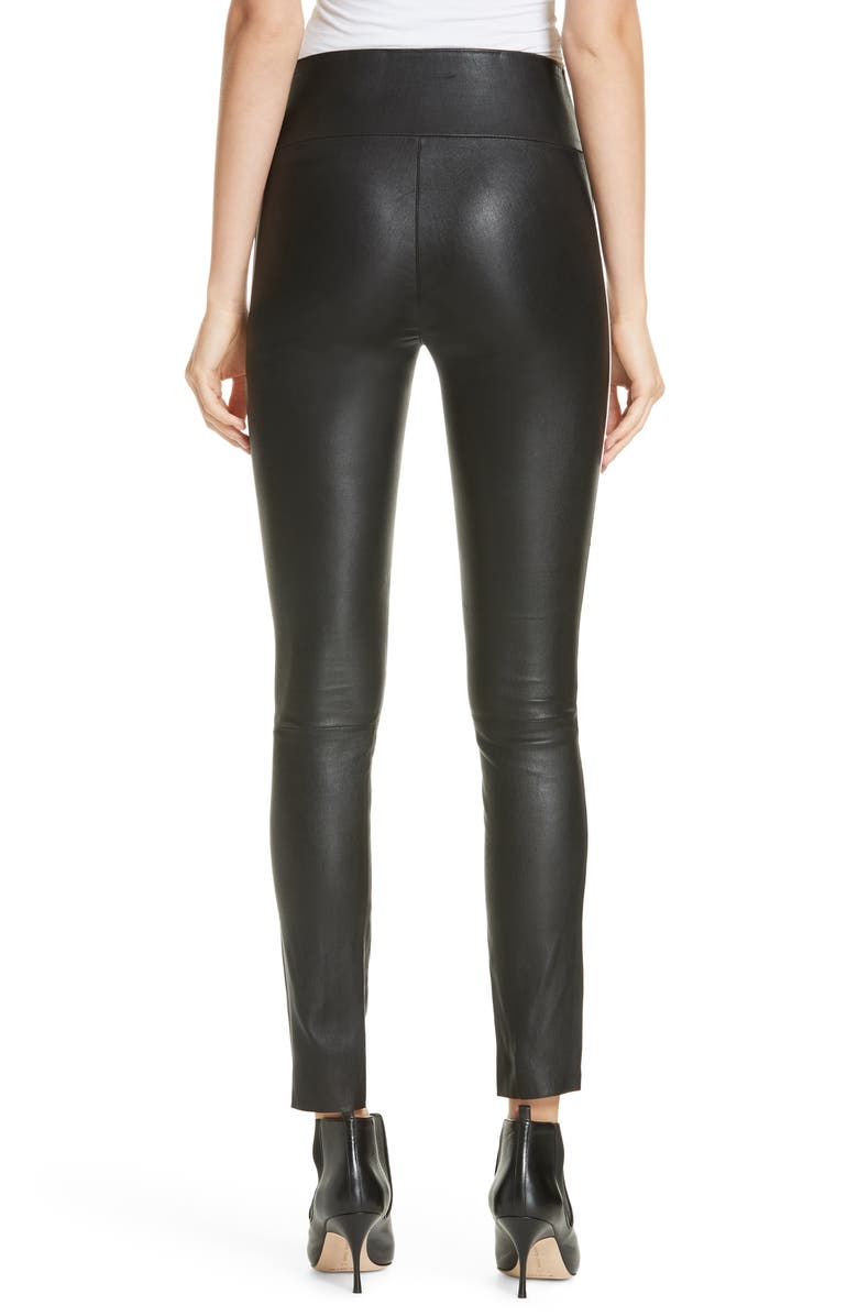 SPRWMN Two-Stripe Athletic Leather Ankle Leggings, Alternate, color,