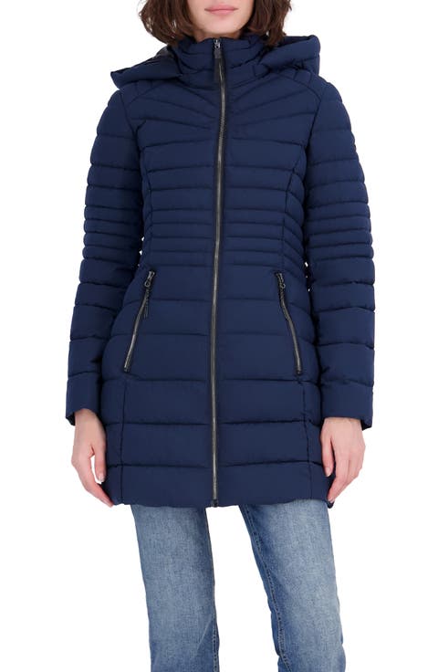 Stretch Puffer Jacket with Removable Hood
