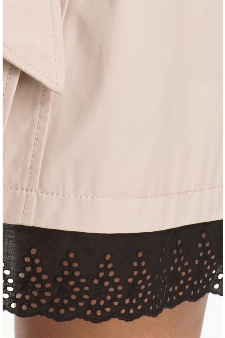 Eyelet Trim Trench Coat, Alternate, color, STONE/ BLACK