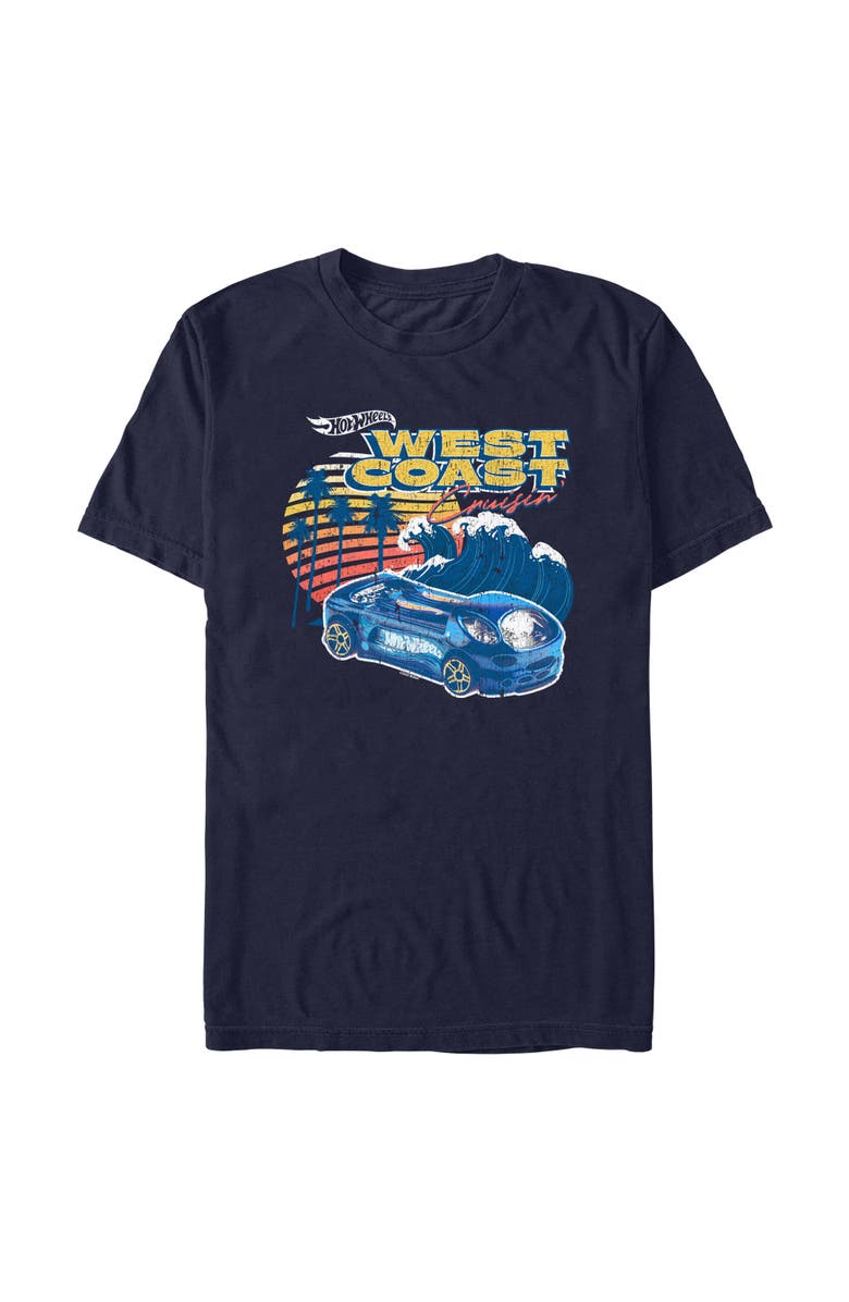 Hot Wheels Men's Hot Wheels Distressed West Coast Wave  Graphic T-Shirt, Main, color, Navy Blue