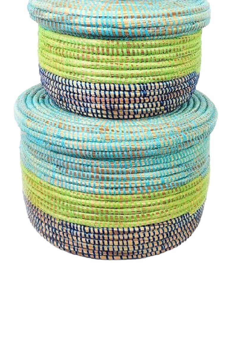 Flat Lid Storage Basket - Set of 3, Alternate, color, Coastal Blue