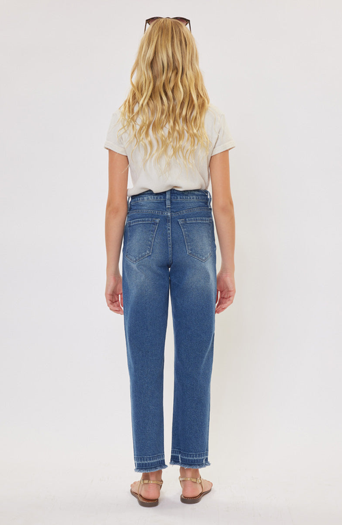 Kancan Royal High Rise Mini Straight Leg Jeans In Blue
