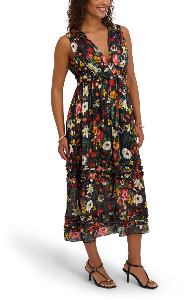 Siena Floral Stripe Sleeveless Maxi Dress, Alternate, color, Black Multi
