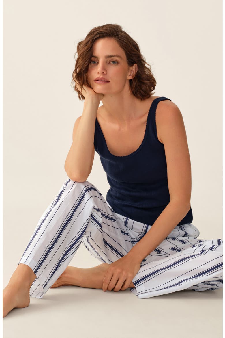 Romy Cotton Poplin Pajama Pants, Alternate, color, NAVY