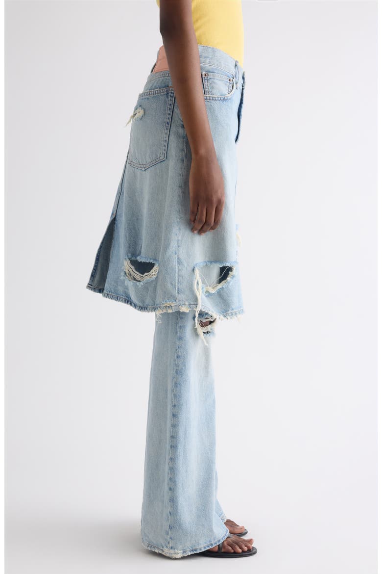 Ripped Skirted Wide Leg Jeans, Alternate, color, LIGHT BLUE