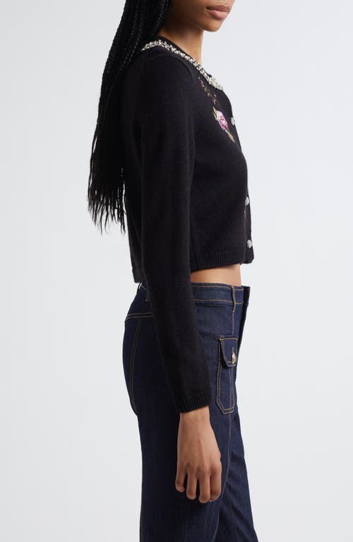 Cinq À Sept Isolde Floral Embroidered Cardigan In Black