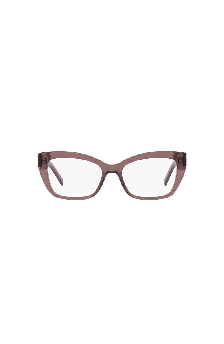 Saint Laurent 53mm Rectangle optical glasses, Alternate, color, Brown