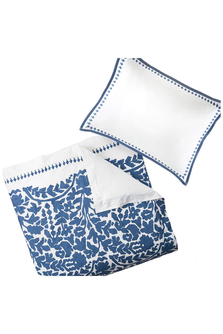 Oaxaca Prussian Duvet Cover, Alternate, color, DARK BLUE