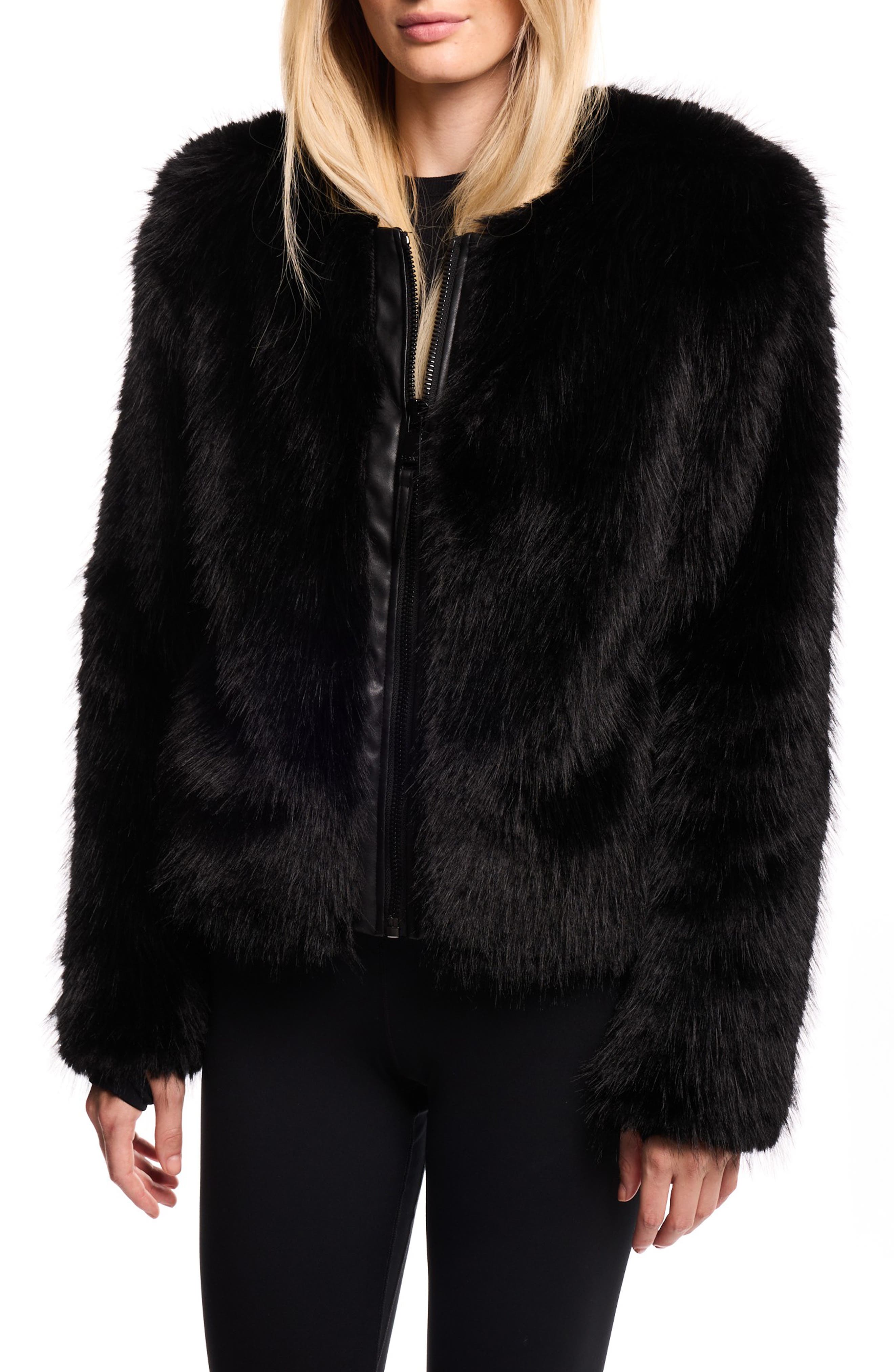 SAM. Emma Faux Fur Coat in Black 