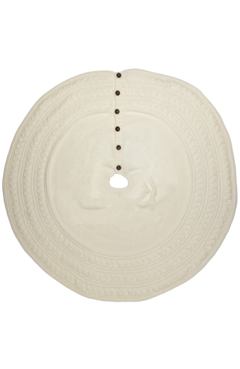 Northlight Knitted Sweater Tree Skirt with Buttons - 60" - Cream, Main, color,