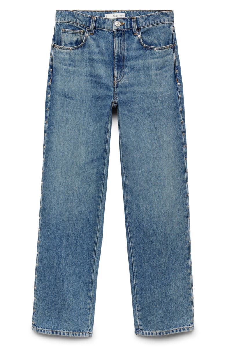 MANGO Billie Stud Straight Leg Jeans, Alternate, color, 