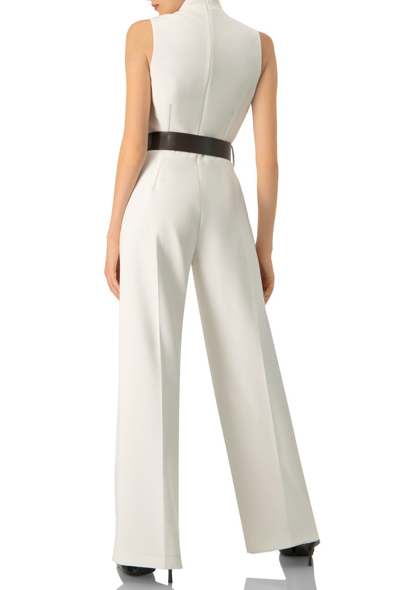 Sleeveless Belted Jumpsuit, Alternate, color, Ivory