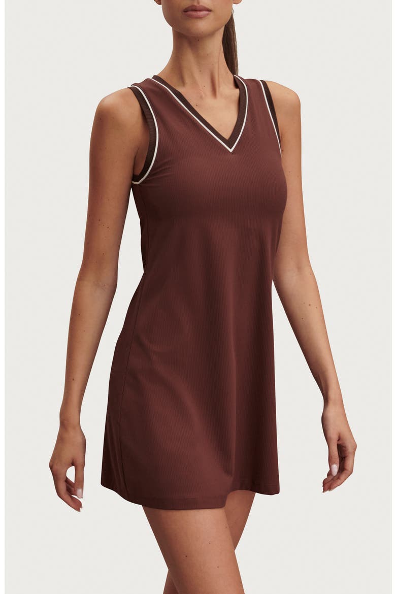 Kalani V-Neck Minidress, Alternate, color, BROWN STONE