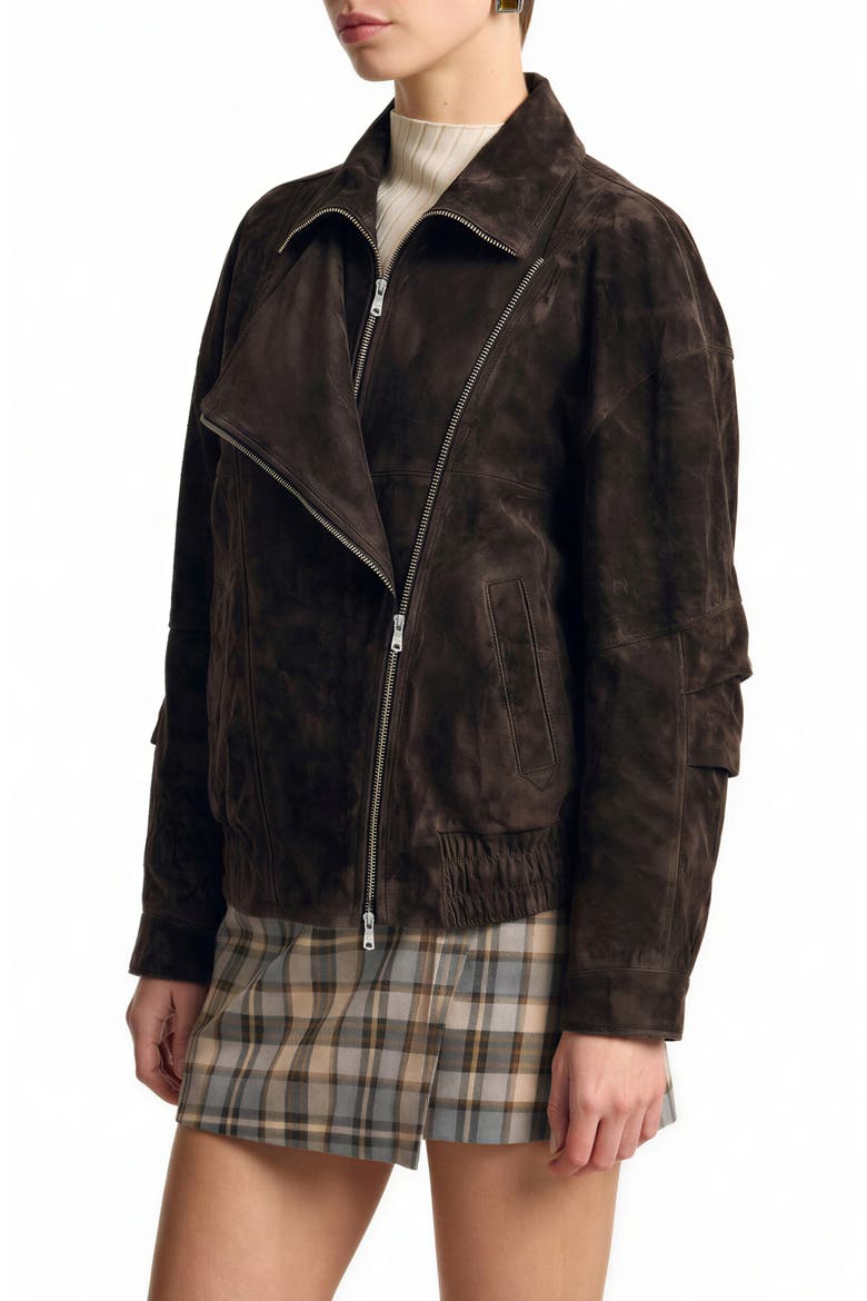 Layered Oversize Suede Jacket, Alternate, color, WOOD