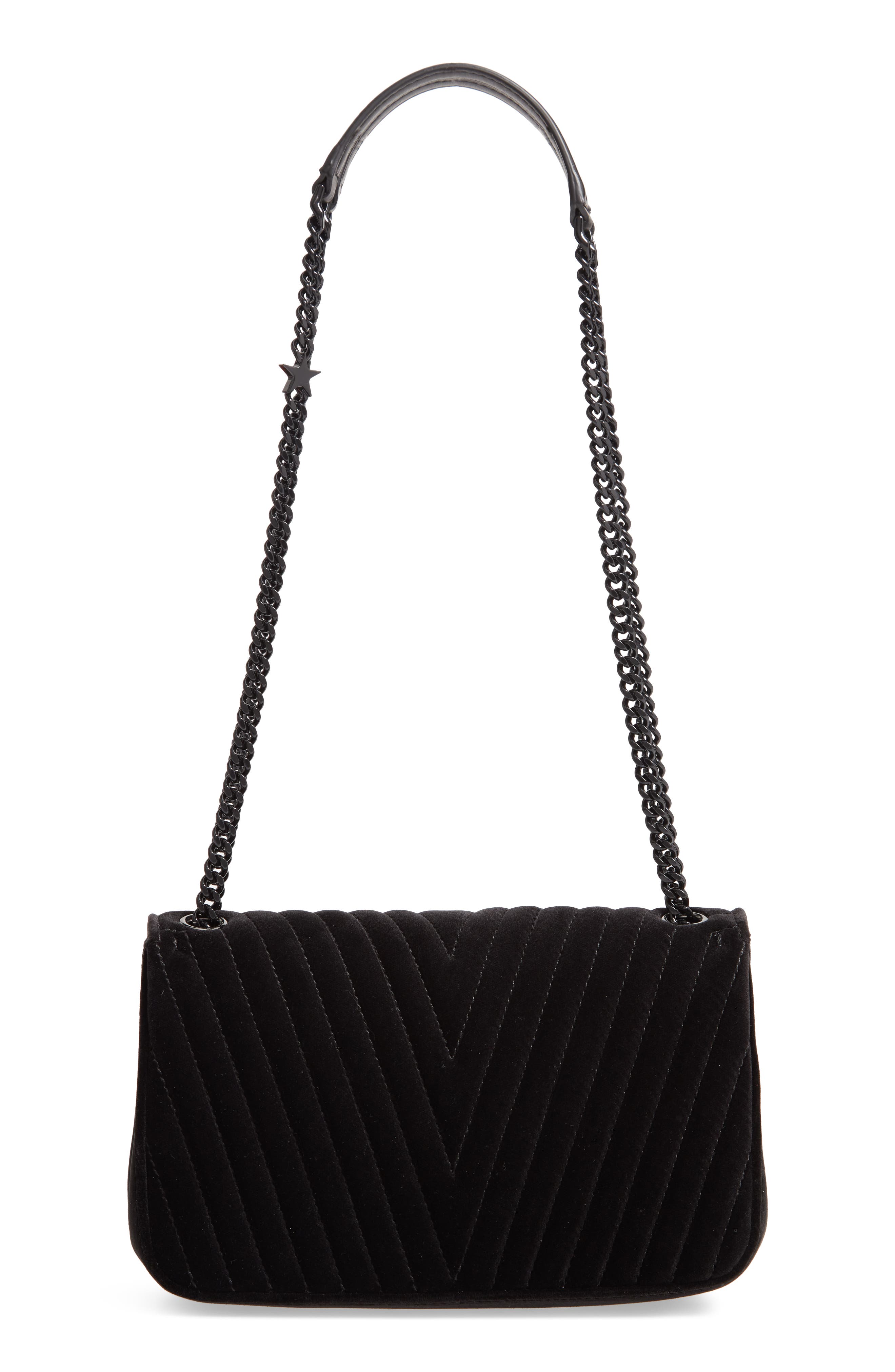 Stella McCartney Medium Velvet Star Shoulder Bag, Alternate, color, 