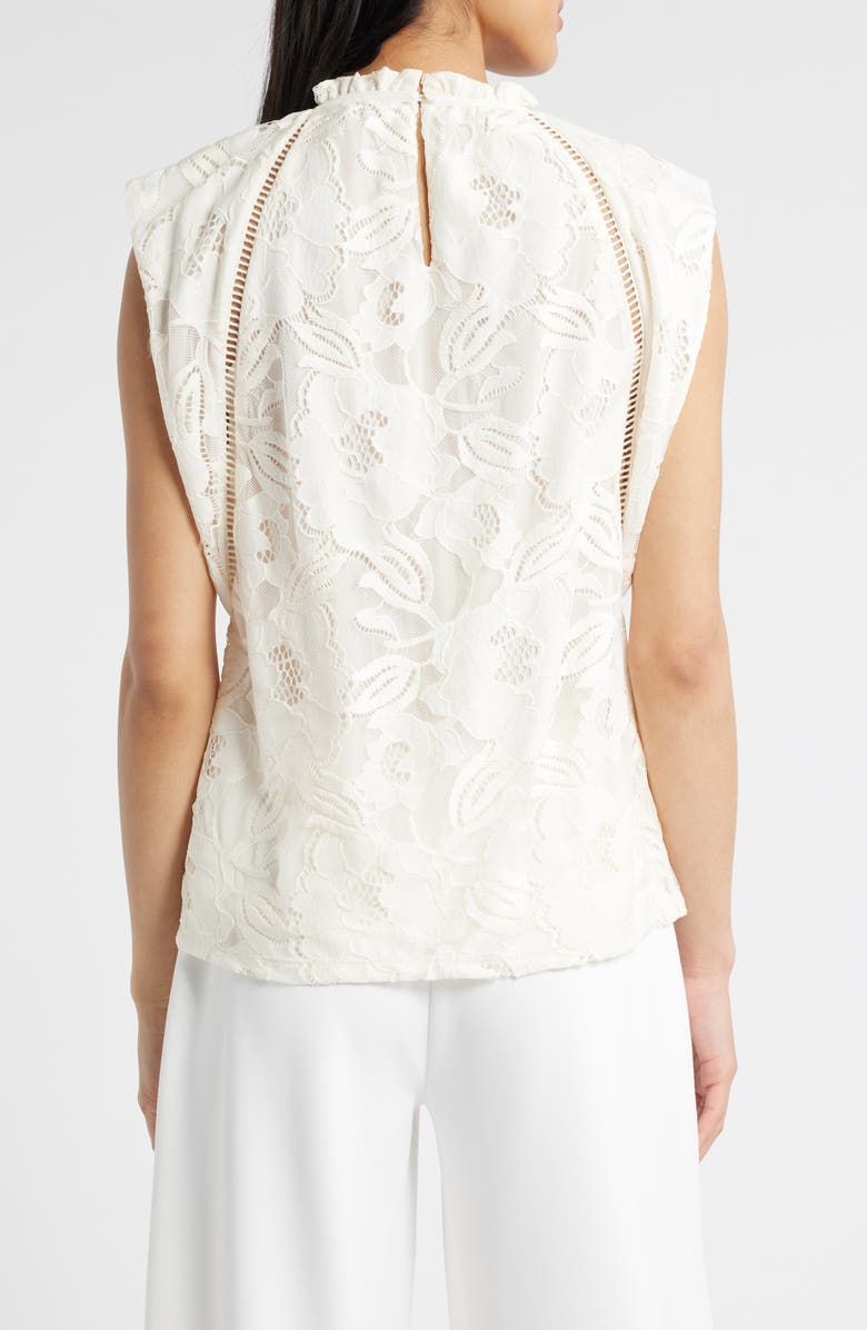 Anne Klein Ruffle Neck Lace Top, Alternate, color, 