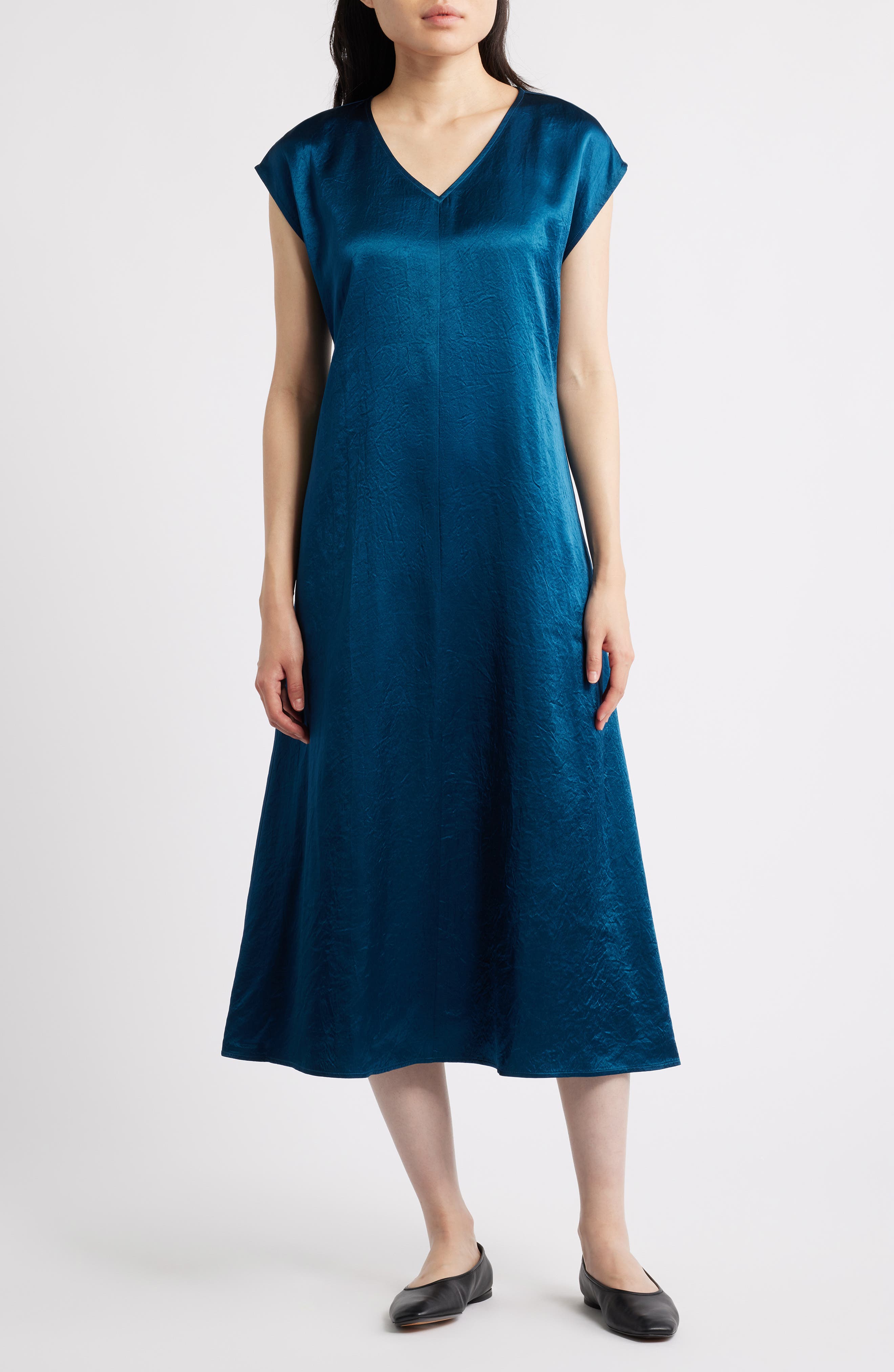 Eileen Fisher Crinkled Satin Dress