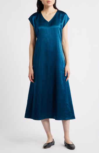 Eileen Fisher Crinkled Satin Dress
