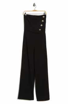 Madden Girl Strapless Asymmetric Vest Jumpsuit