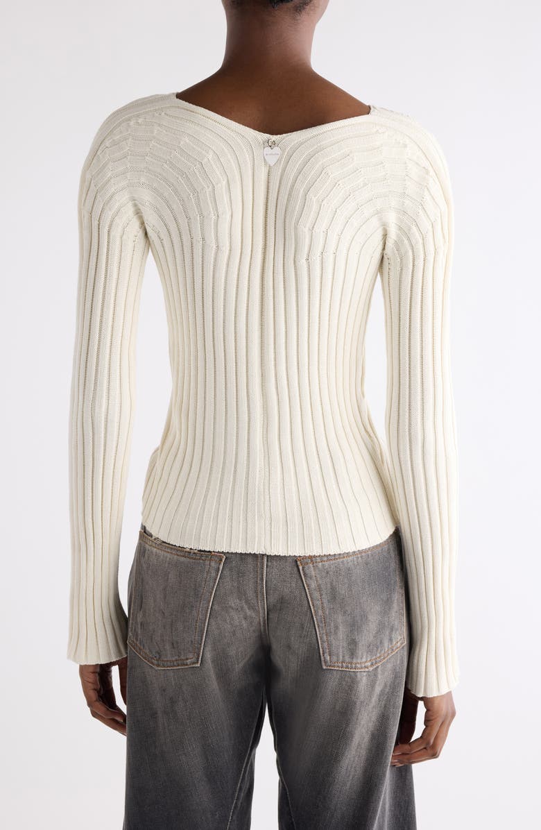 Acne Studios Kluid Cotton Rib Cardigan, Alternate, color, Off White