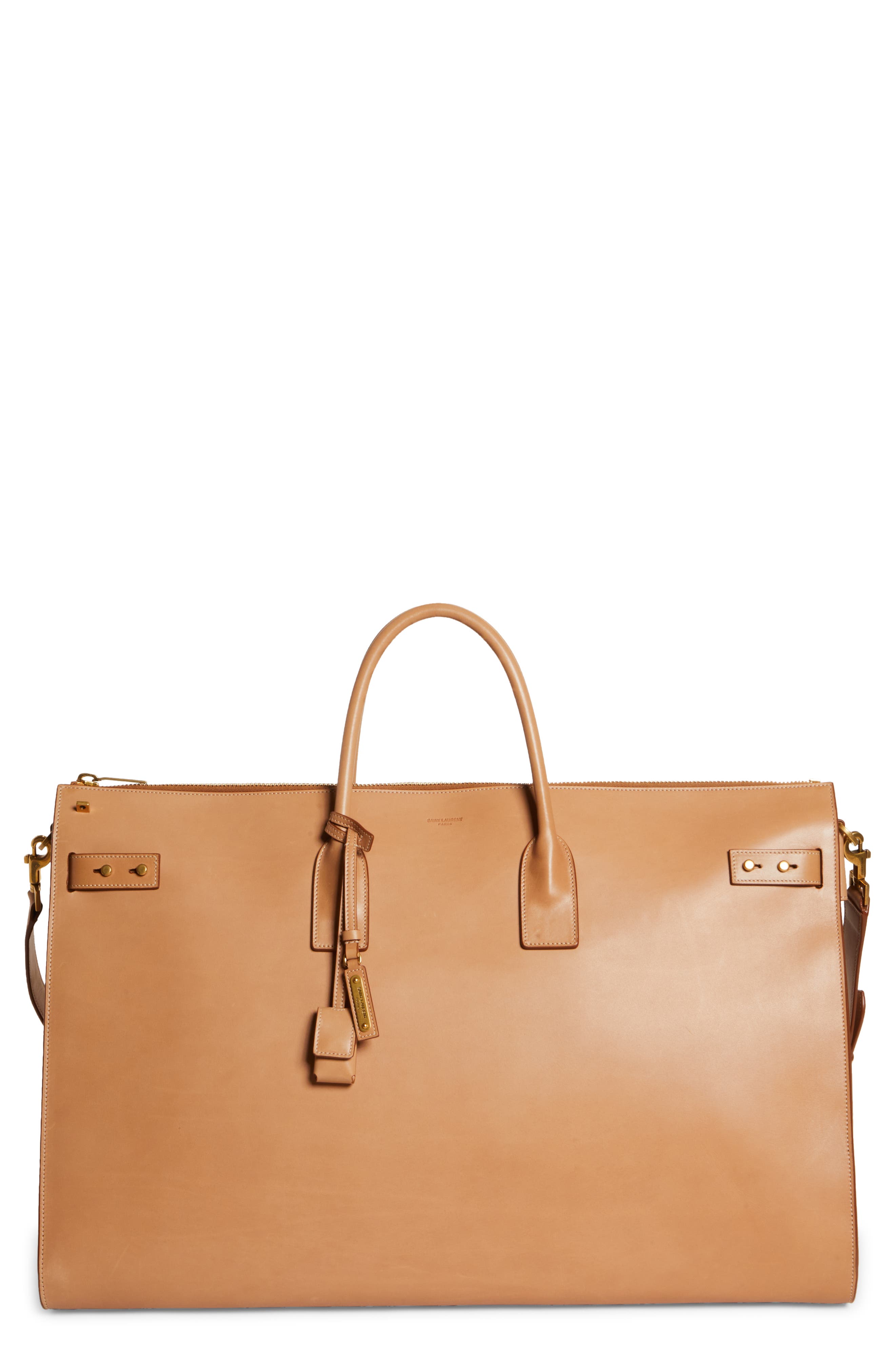 Saint Laurent Travel Sac de Jour Leather Tote, Main, color, Vintage Brown/ Gold