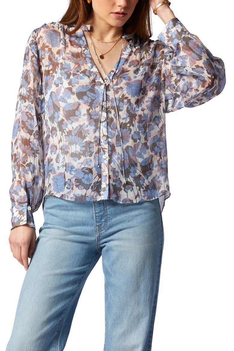 Naomi Print Tie Neck Silk Blouse, Main, color, ENGLISH MANOR MULTI