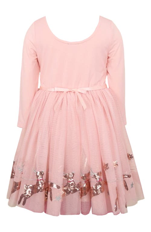 Zunie Kids' Embroidered Sequin Dress In Pink