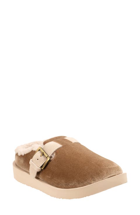 Gift Velvet Faux Shearling Lined Slipper (Women)