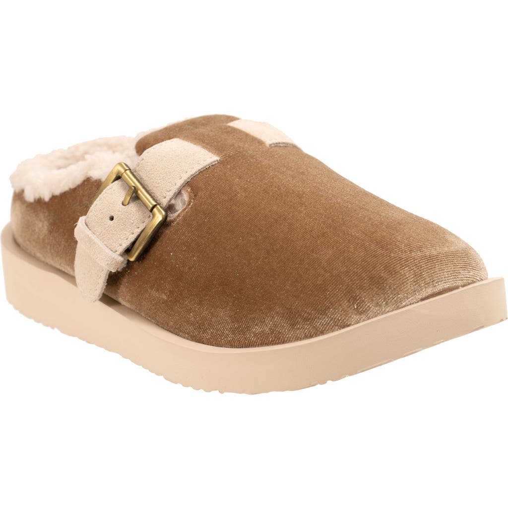 Revitalign Gift Velvet Faux Shearling Lined Slipper In Brown
