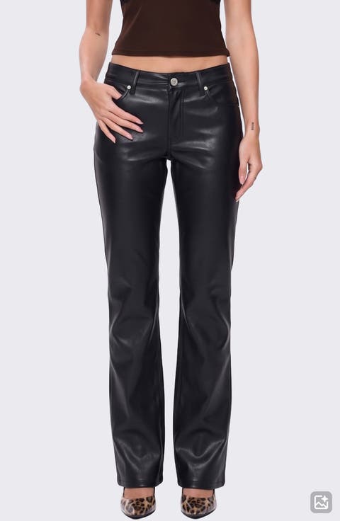 99 Mid Rise Straight Leg Faux Leather Pants