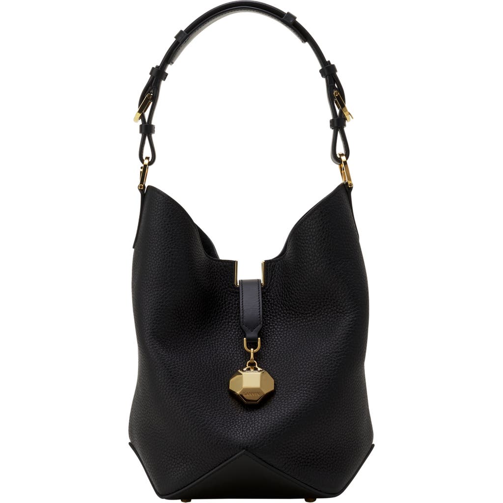 Lanvin Catch By Medium Leather Bucket Bag In Black