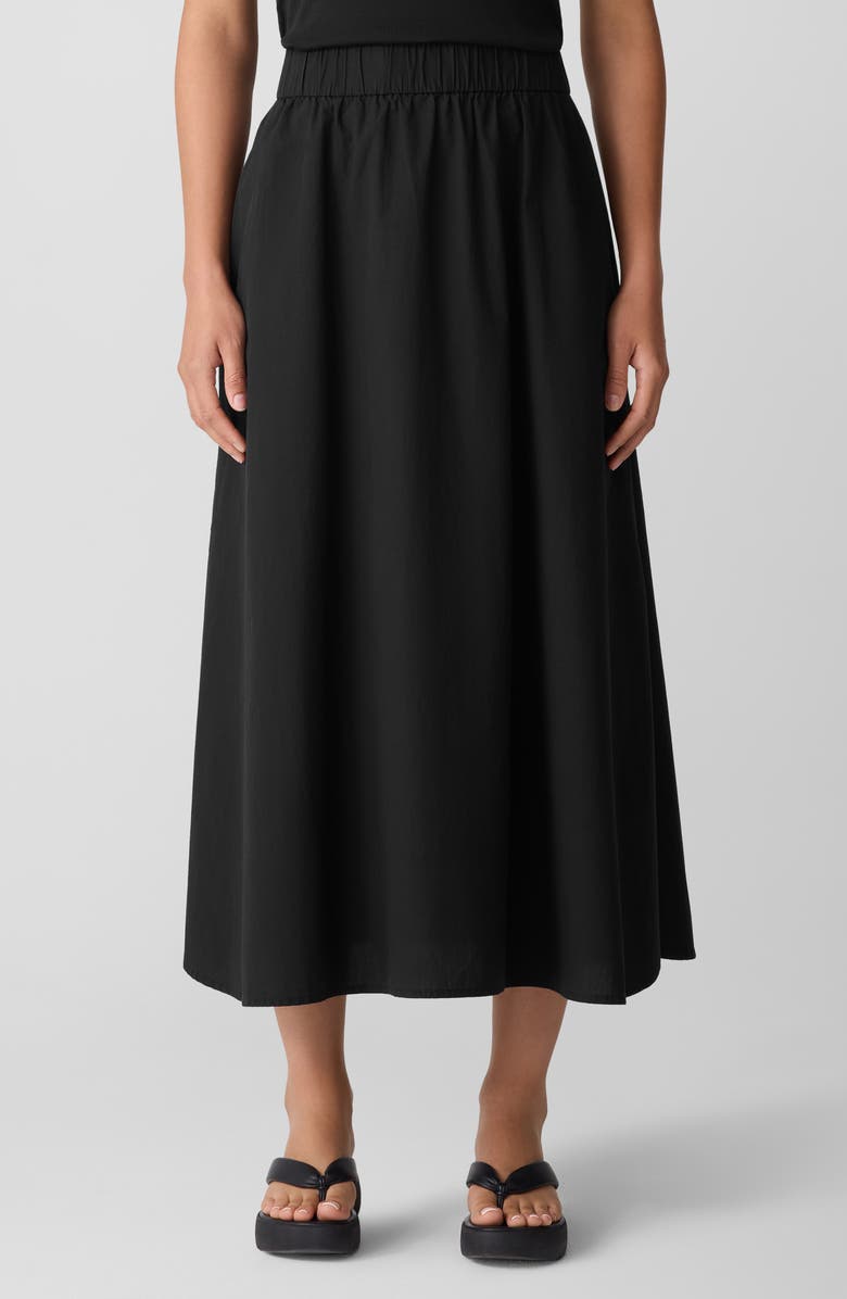 Eileen Fisher Curved Hem Organic Cotton Midi Skirt, Main, color,